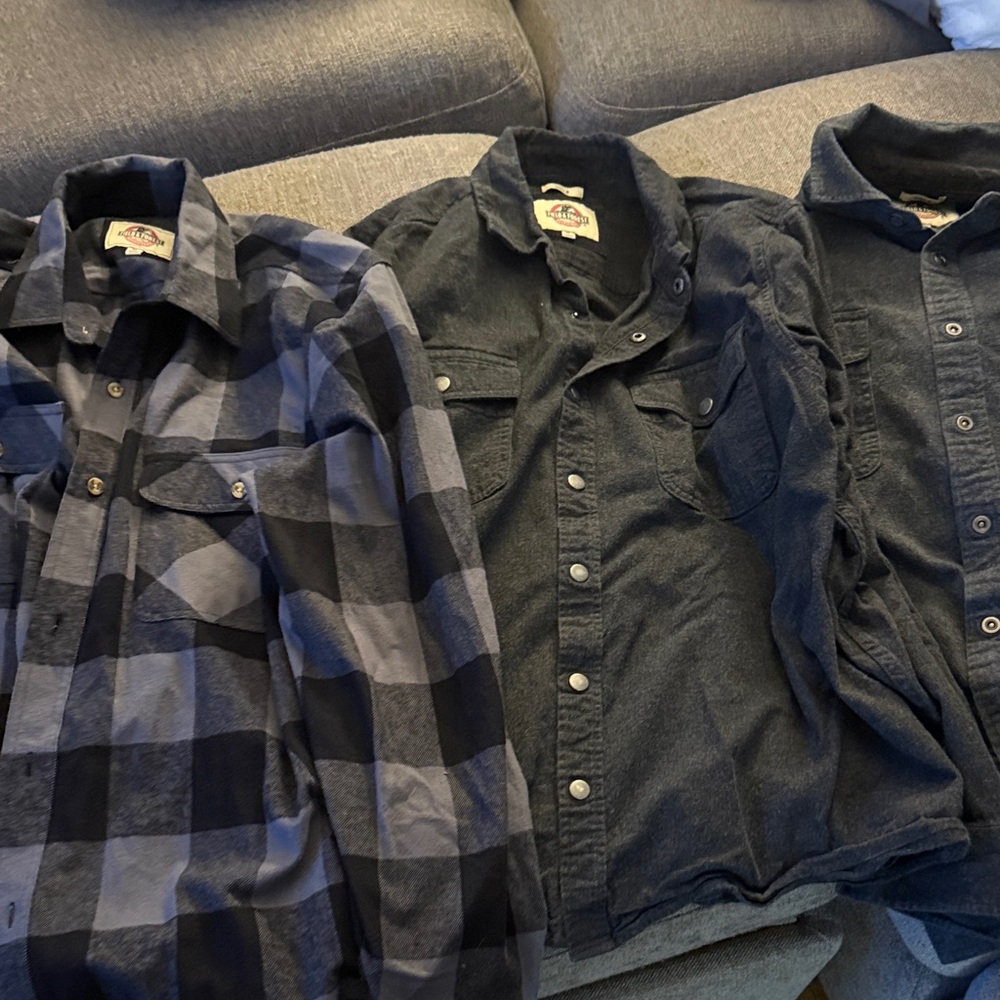 3 Casual Men's Black & Gray Button-Down Field and Forest Long Sleeve Shirts